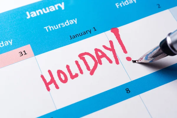 Parola di vacanza su calendario — Foto Stock