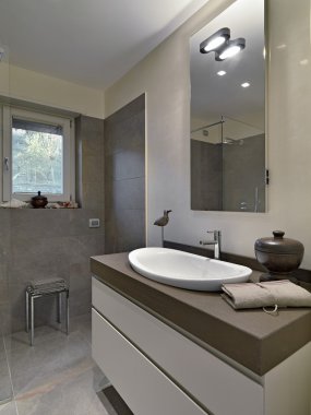 Modern bir banyonun iç görünümü 