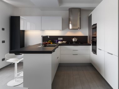 wotktop iç görünüm taze meyve ile modern bir mutfak lavabo yakın