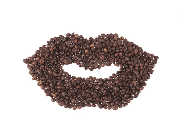 Mouth made of coffee beans isolated on the white background — Stock Photo, Image