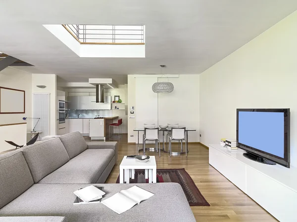 Modern living room in the attic room — Stock Photo, Image