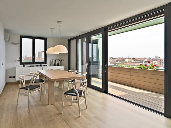 Dining room in the attic — Stock Photo, Image