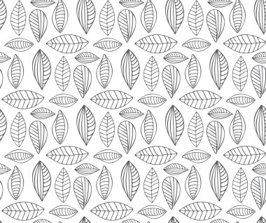 Vektör el çekilmiş Dikişsiz desen yaprak ile