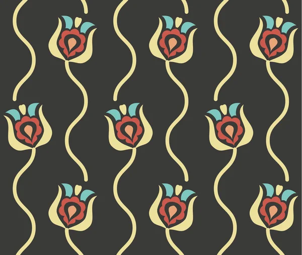 Vector retro bloemen naadloos patroon — Stockvector