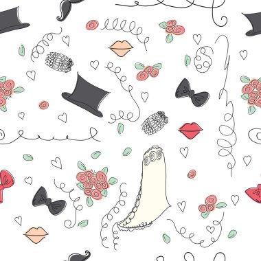 Vektör Dikişsiz desen arka plan düğün için