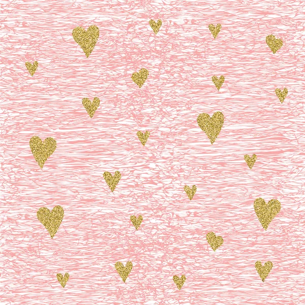 Vector Gold glittering heart seamless pattern — Stock Vector