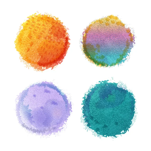 Vector watercolor round spots with hand drawn — Stock Vector