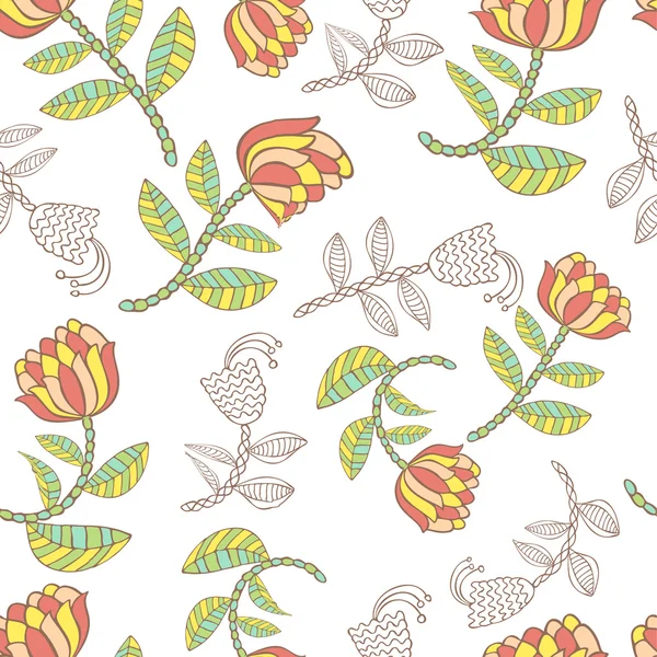 Vecteur Orné motif sans couture avec les fleurs stylisées — Image vectorielle