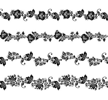 Dikişsiz çiçek sınırları elemanları... vektör Çiçek seti