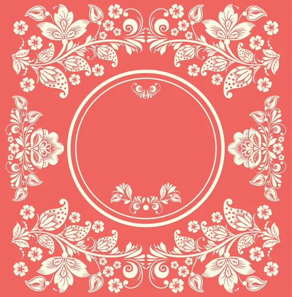 Marco decorativo elegante de la postal de Khokhloma — Vector de stock