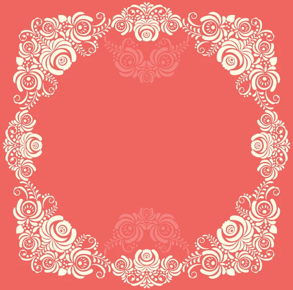 Frame van floral elementen. Vector frame in gzhel stijl. — Stockvector