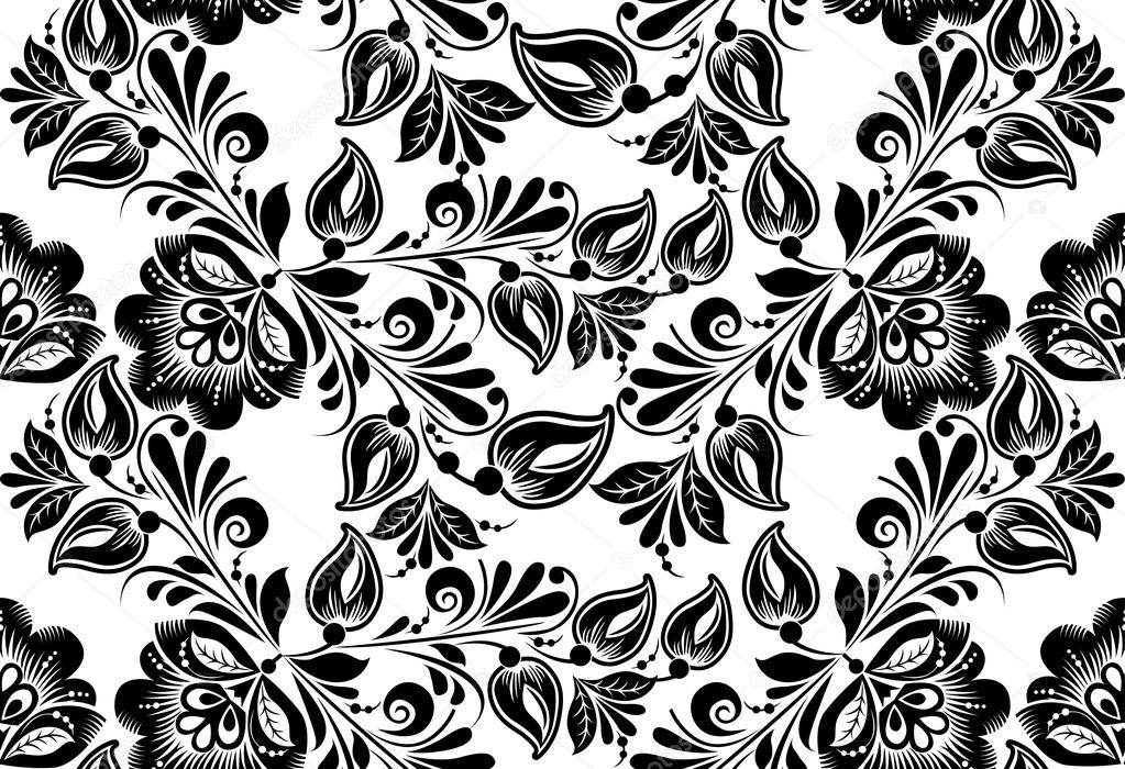 Vector floral background. Russian traditional ornament Hohloma.