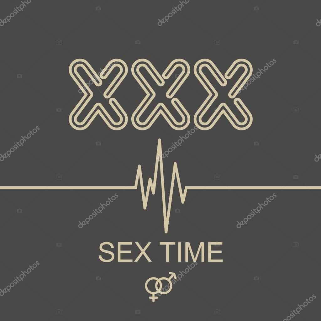 Vector xxx logo. Sex time  black background on linear style . Icon Only adults