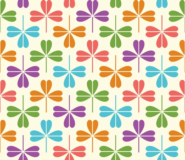 Vector seamless Pattern with colorful clover leaves. — Stock Vector