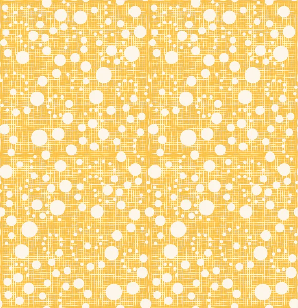 黄色の背景に白の水玉模様のパターン ベクトル — ストックベクタ