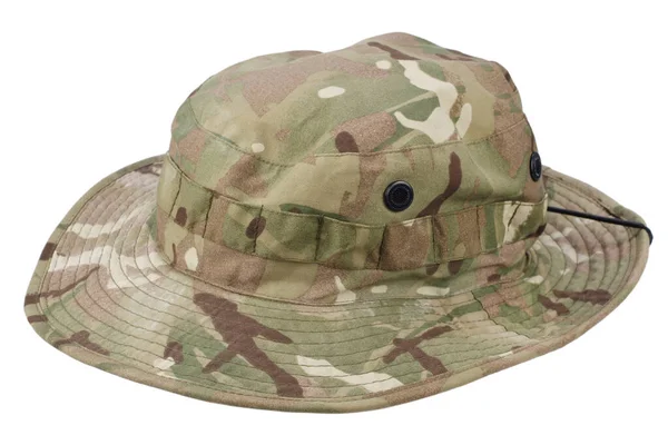 Boisé Motif Camo Boonie Chapeau Isolé Sur Fond Blanc — Photo