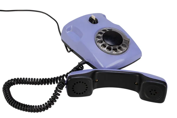 Vintage Rétro Violet Téléphone Rotatif Isolé Sur Fond Blanc — Photo