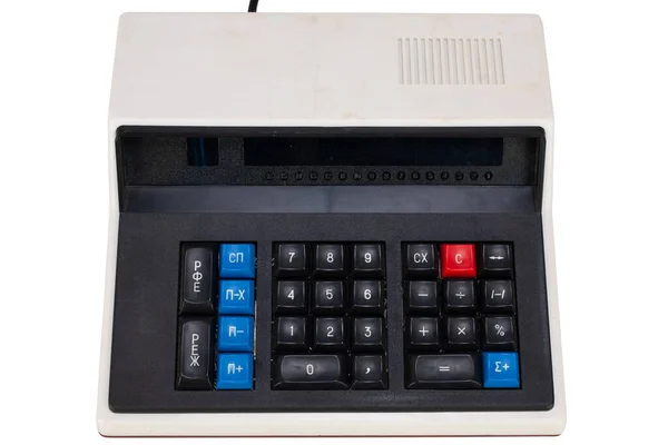 Gammal Vintage Elektronisk Miniräknare Från Sovjetunionen Isolerad Vit — Stockfoto