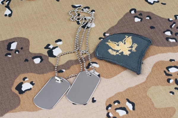 May 2018 Army Specialist Rank Patch Dog Tags Desert Battle — Stock Photo, Image