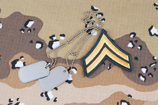 May 2018 Army Corporal Rank Patch Dog Tags Desert Battle — Stock Photo, Image