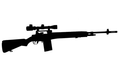 M14 based sniper rifle black silhouette clipart