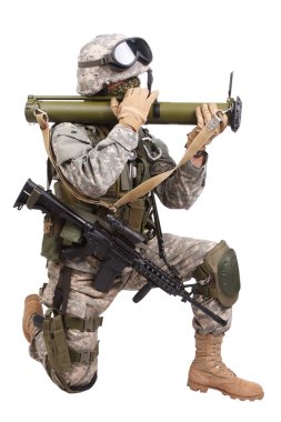 US soldier with anti-tank rocket launcher clipart