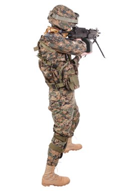 US MARINES with M249 machine gun clipart