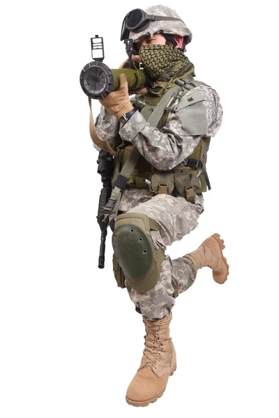 Soldado americano com lançador de foguetes anti-tanque — Fotografia de Stock
