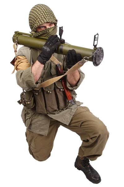 Mercenary with anti-tank rocket launcher - RPG — Stock Photo, Image