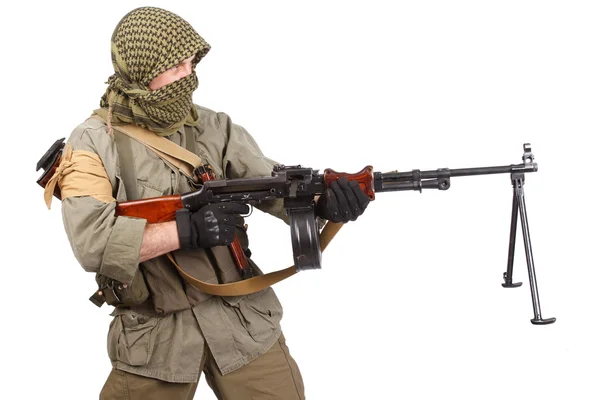 Mercenary with machine gun — Stock Photo, Image