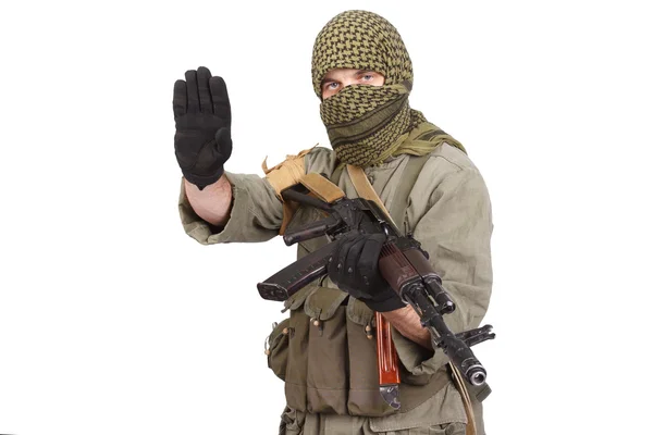 Söldner mit ak 47 — Stockfoto