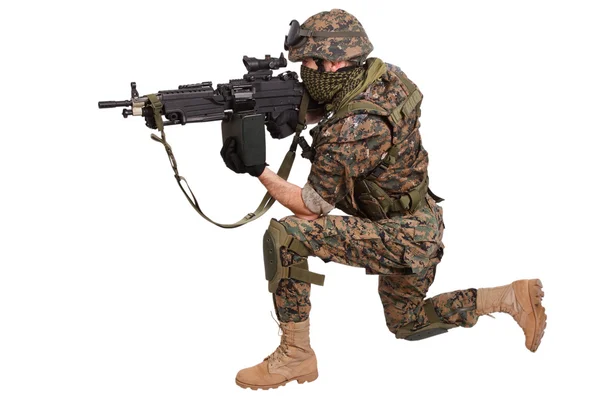 Uns Marineinfanteristen mit Maschinengewehr — Stockfoto