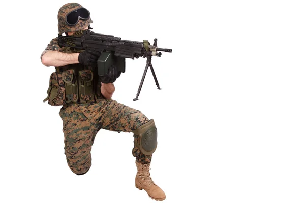 Oss marines med kulspruta — Stock fotografie