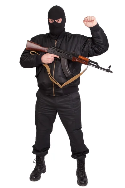 用卡拉什尼科夫冲锋枪的强盗 — 图库照片