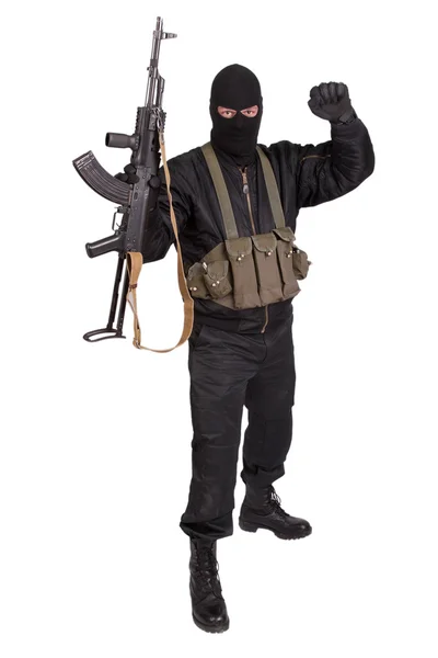 Terrorist met kalashnikov — Stockfoto