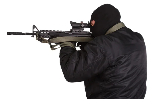 Robber with m4 rifle — Stock Photo, Image