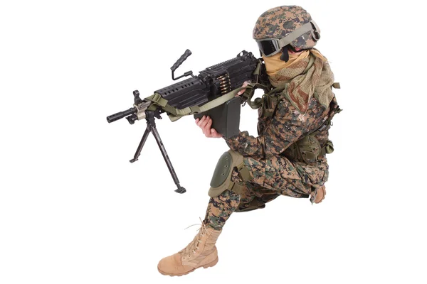 Ons mariniers met m249 machinegeweer — Stockfoto