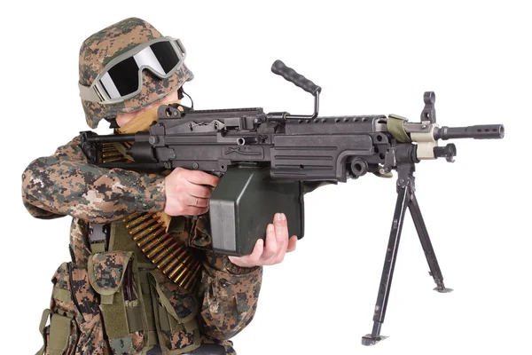 US MARINES com metralhadora M249 — Fotografia de Stock