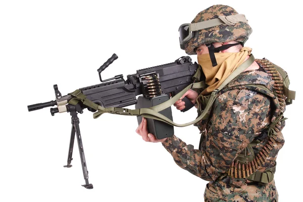 US MARINES with M249 machine gun — Stok Foto