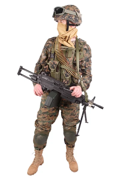 Uns Marineinfanteristen mit m249 Maschinengewehr — Stockfoto