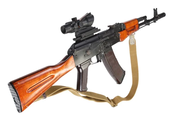 Kalashnikov ak 47 med fiberoptiska sikte — Stockfoto