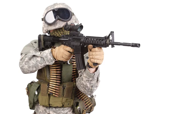 Soldado americano com espingarda — Fotografia de Stock