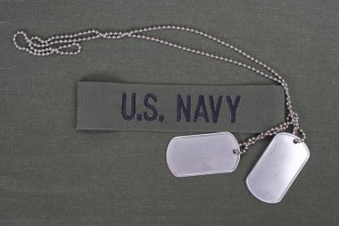 us navy uniform with blank dog tags clipart