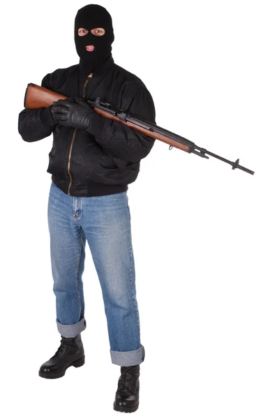 Robber with M14 rifle — Stock Photo, Image