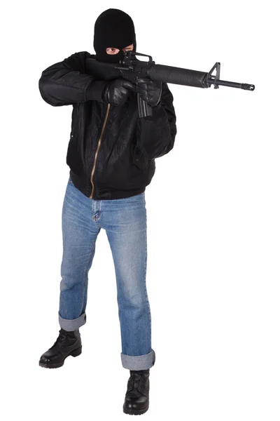 Robber with M16 rifle — Stock Photo, Image