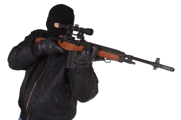 Killer with sniper rifle — Stock Photo, Image