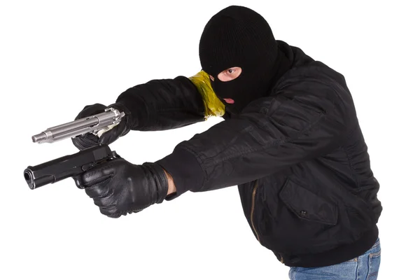 Robber with handgun — Stock Photo, Image