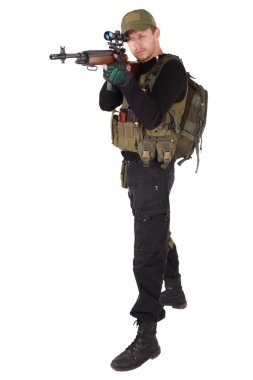 mercenary with m14 sniper rifle clipart