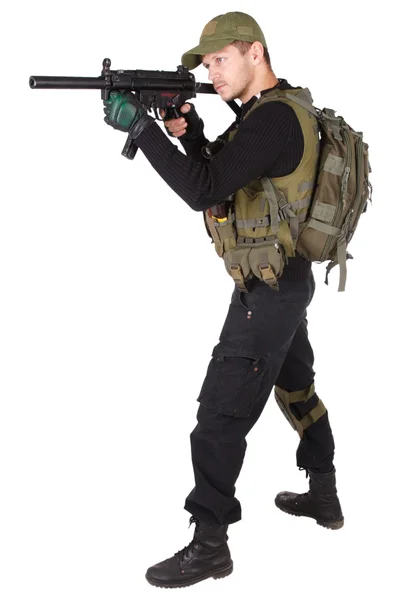 Mercenary with mp5 submachine gun — Stock Photo, Image