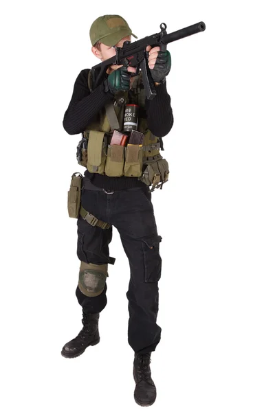 Mercenary with mp5 submachine gun — Stock Photo, Image